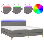 Letto a Molle Materasso e LED Grigio Scuro 160x200cm in Tessuto