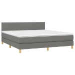 Letto a Molle Materasso e LED Grigio Scuro 160x200cm in Tessuto