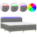 Letto a Molle Materasso e LED Grigio Scuro 160x200cm in Tessuto