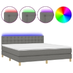 Letto a Molle Materasso e LED Grigio Scuro 160x200cm in Tessuto