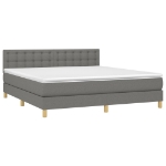 Letto a Molle Materasso e LED Grigio Scuro 160x200cm in Tessuto