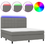 Letto a Molle Materasso e LED Grigio Scuro 160x200cm in Tessuto