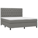 Letto a Molle Materasso e LED Grigio Scuro 160x200cm in Tessuto