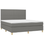 Letto a Molle Materasso e LED Grigio Scuro 160x200cm in Tessuto