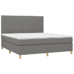 Letto a Molle Materasso e LED Grigio Scuro 160x200cm in Tessuto