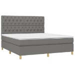 Letto a Molle Materasso e LED Grigio Scuro 160x200cm in Tessuto