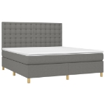 Letto a Molle Materasso e LED Grigio Scuro 160x200cm in Tessuto