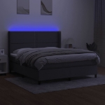 Letto a Molle Materasso e LED Grigio Scuro 160x200cm in Tessuto