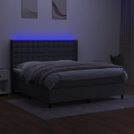 Letto a Molle Materasso e LED Grigio Scuro 160x200cm in Tessuto