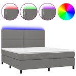 Letto a Molle Materasso e LED Grigio Scuro 180x200cm in Tessuto