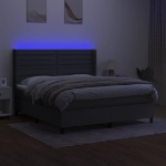 Letto a Molle Materasso e LED Grigio Scuro 180x200cm in Tessuto