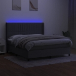 Letto a Molle Materasso e LED Grigio Scuro 180x200cm in Tessuto