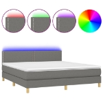 Letto a Molle Materasso e LED Grigio Scuro 180x200cm in Tessuto