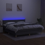 Letto a Molle Materasso e LED Grigio Scuro 180x200cm in Tessuto