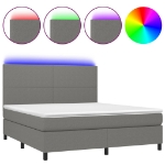 Letto a Molle Materasso e LED Grigio Scuro 180x200cm in Tessuto