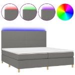 Letto a Molle Materasso e LED Grigio Scuro 200x200cm in Tessuto