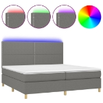 Letto a Molle Materasso e LED Grigio Scuro 200x200cm in Tessuto