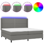 Letto a Molle Materasso e LED Grigio Scuro 200x200cm in Tessuto