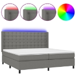 Letto a Molle Materasso e LED Grigio Scuro 200x200cm in Tessuto