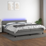 Letto a Molle Materasso e LED Grigio Scuro 200x200cm in Tessuto