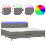 Letto a Molle Materasso e LED Grigio Scuro 200x200cm in Tessuto