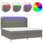 Letto a Molle Materasso e LED Grigio Scuro 200x200cm in Tessuto