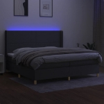 Letto a Molle Materasso e LED Grigio Scuro 200x200cm in Tessuto