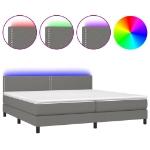 Letto a Molle Materasso e LED Grigio Scuro 200x200cm in Tessuto