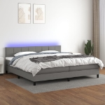 Letto a Molle Materasso e LED Grigio Scuro 200x200cm in Tessuto