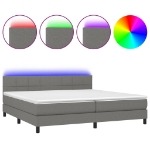 Letto a Molle Materasso e LED Grigio Scuro 200x200cm in Tessuto