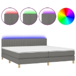 Letto a Molle Materasso e LED Grigio Scuro 200x200cm in Tessuto