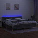 Letto a Molle Materasso e LED Grigio Scuro 200x200cm in Tessuto