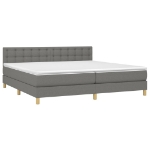 Letto a Molle Materasso e LED Grigio Scuro 200x200cm in Tessuto