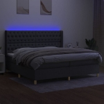 Letto a Molle Materasso e LED Grigio Scuro 200x200cm in Tessuto