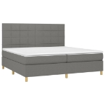 Letto a Molle Materasso e LED Grigio Scuro 200x200cm in Tessuto