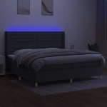 Letto a Molle Materasso e LED Grigio Scuro 200x200cm in Tessuto