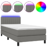 Letto a Molle Materasso e LED Grigio Scuro 80x200 cm in Tessuto