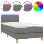 Letto a Molle Materasso e LED Grigio Scuro 80x200 cm in Tessuto