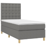 Letto a Molle Materasso e LED Grigio Scuro 80x200 cm in Tessuto