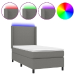 Letto a Molle Materasso e LED Grigio Scuro 80x200 cm in Tessuto