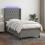 Letto a Molle Materasso e LED Grigio Scuro 80x200 cm in Tessuto