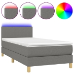 Letto a Molle Materasso e LED Grigio Scuro 80x200 cm in Tessuto