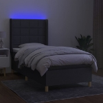 Letto a Molle Materasso e LED Grigio Scuro 80x200 cm in Tessuto