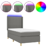 Letto a Molle Materasso e LED Grigio Scuro 90x190 cm in Tessuto