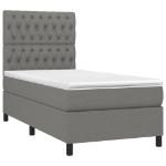 Letto a Molle Materasso e LED Grigio Scuro 90x190 cm in Tessuto