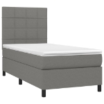 Letto a Molle Materasso e LED Grigio Scuro 90x190 cm in Tessuto