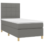 Letto a Molle Materasso e LED Grigio Scuro 90x190 cm in Tessuto