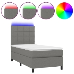 Letto a Molle Materasso e LED Grigio Scuro 90x200 cm in Tessuto