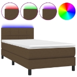 Letto a Molle Materasso e LED Marrone Scuro 100x200 cm Tessuto