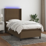 Letto a Molle Materasso e LED Marrone Scuro 100x200 cm Tessuto